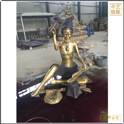 打鐵古代人物銅雕塑 