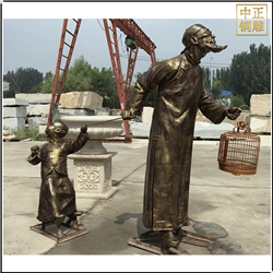 遛鳥(niǎo)人物銅雕塑 遛鳥(niǎo)人物銅雕塑
