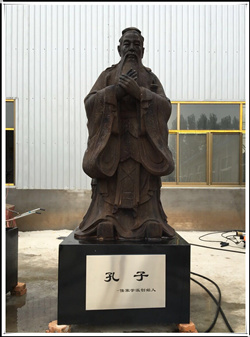 雙手交叉的孔子銅雕塑