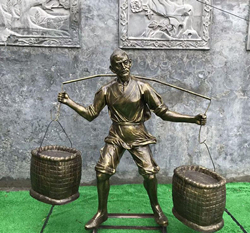 古代賣貨郎雕塑|定做古代賣貨雕塑